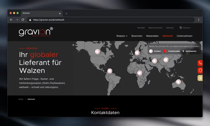 Website für gravion Unsere Lösung - Modern, mehrsprachig, interaktiv