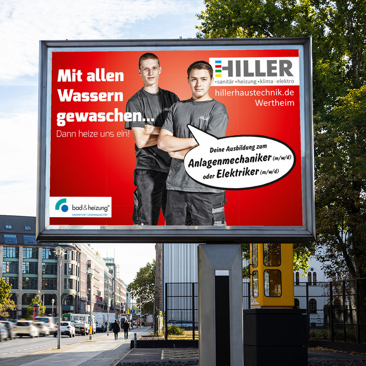 Lösung: wirklich plakativ | Recruiting-Plakate für Hiller Haustechnik